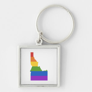 Gay Karta i USA Delstaten Idaho Fyrkantig Silverfärgad Nyckelring