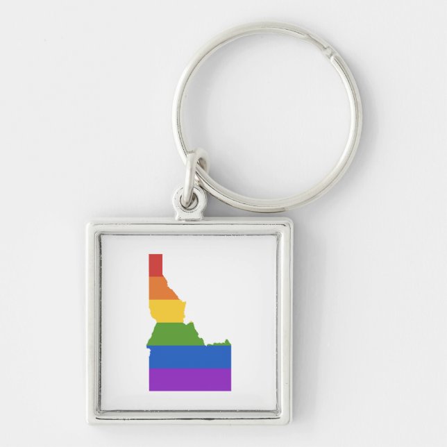 Gay Karta i USA | Delstaten Idaho Fyrkantig Silverfärgad Nyckelring (Framsidan)