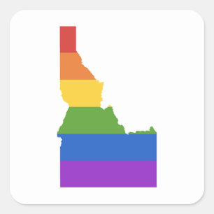 Gay Karta of USA Delstaten Idaho Fyrkantigt Klistermärke