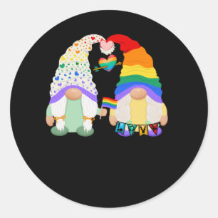 Gay Les Trans Bi Pride Gnomes Kärlek Rainbow Flagg Runt Klistermärke