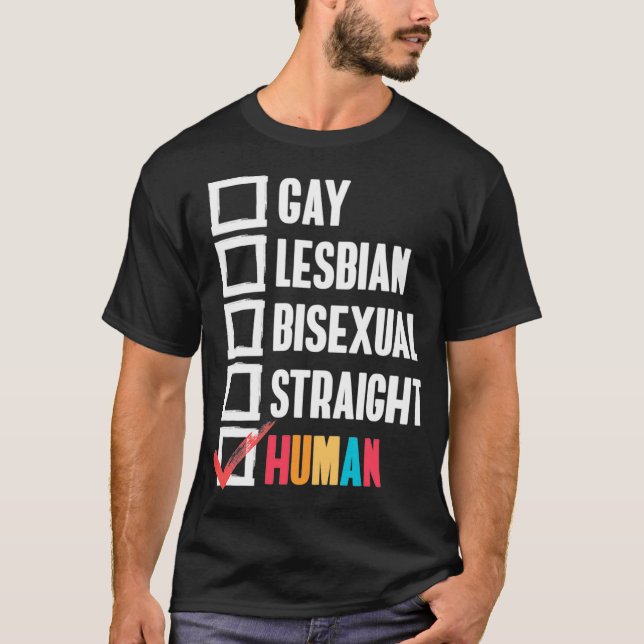 Gay Lesbisk Biseual Rak Human Checklist Gift T Shirt (Framsida)