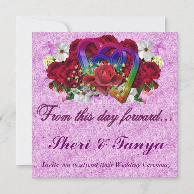 Gay Lesbisk Bröllop Ceremony Lavendar-inbjudan Inbjudningar (Framsida)