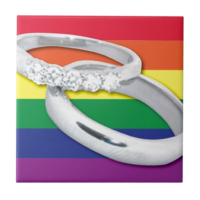 Gay Lesbisk Bröllop Kakelplatta (Framsidan)