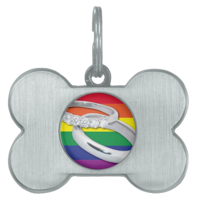Gay Lesbisk Bröllop Namnbricka Husdjur (Framsidan)