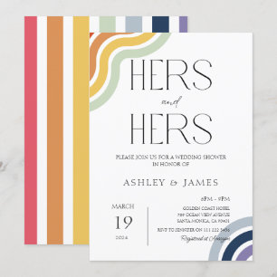 Gay Lesbisk Bröllop Par Shower Hers & Hers Inbjudningar