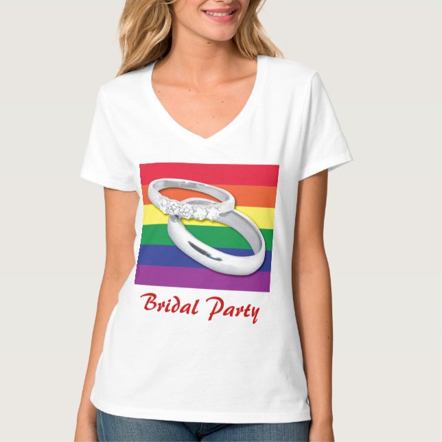 Gay Lesbisk Bröllop T Shirt (Framsida)