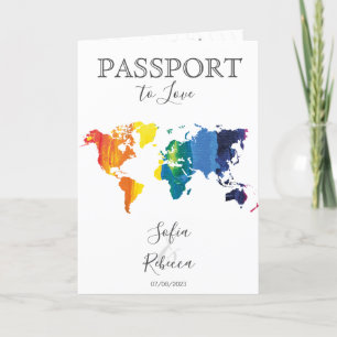Gay Lesbisk Destination Wedding Rainbow World Map Inbjudan