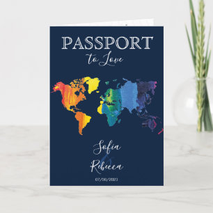 Gay Lesbisk Destination Wedding Rainbow World Map Inbjudan