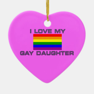 Gay Lesbisk I KÄRLEK MY GAY DAUGHTER Julgransprydnad Keramik