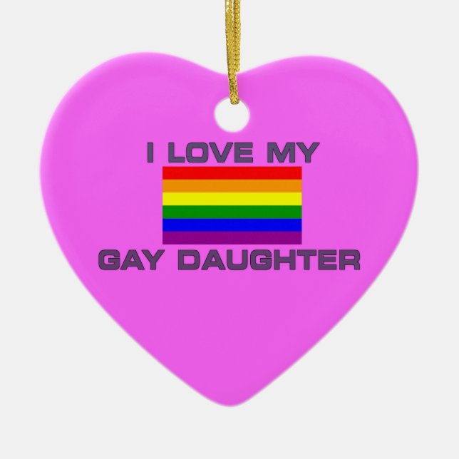 Gay Lesbisk I KÄRLEK MY GAY DAUGHTER Julgransprydnad Keramik (Framsidan)