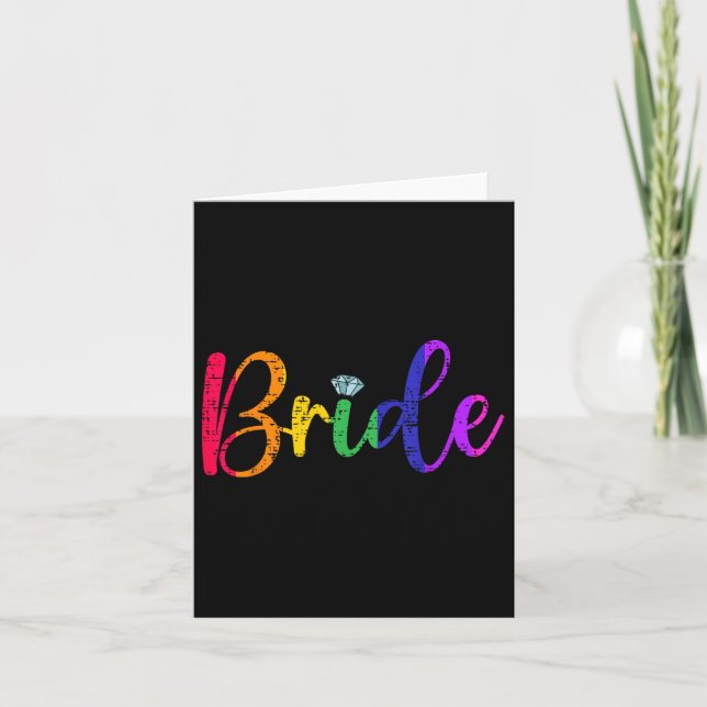 Gay Lesbisk Lgbt Bröllopsfest Bride Tee Bachelore Kort (Framsida)