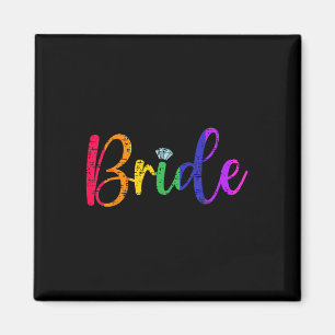 Gay Lesbisk Lgbt Bröllopsfest Bride Tee Bachelore Magnet