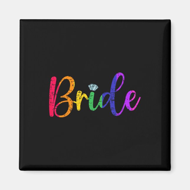 Gay Lesbisk Lgbt Bröllopsfest Bride Tee Bachelore Magnet (Framsidan)