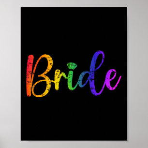 Gay Lesbisk Lgbt Bröllopsfest Bride Tee Bachelore Poster