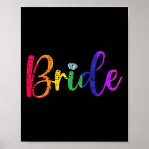 Gay Lesbisk Lgbt Bröllopsfest Bride Tee Bachelore Poster