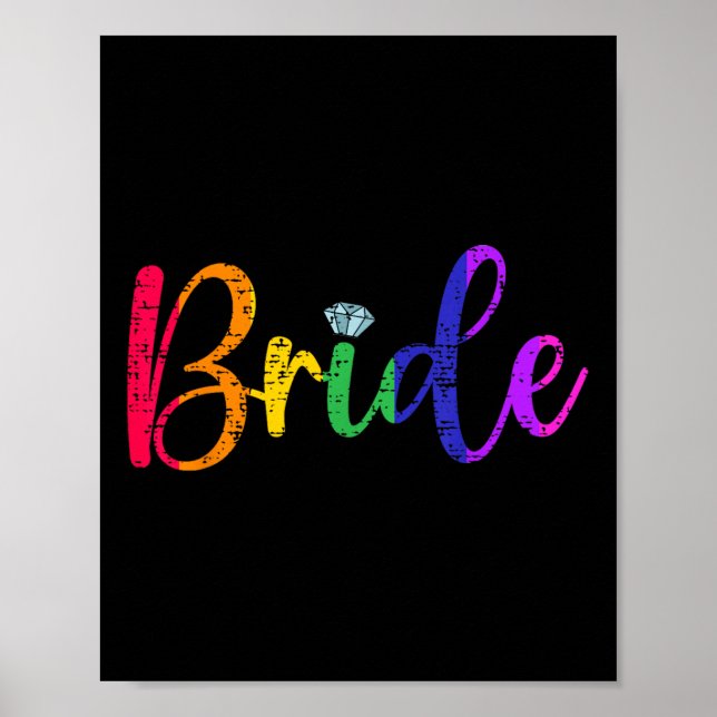 Gay Lesbisk Lgbt Bröllopsfest Bride Tee Bachelore Poster (Framsidan)