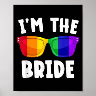 Gay Lesbisk Lgbt Bröllopsfest Bride Tee Bachelore Poster