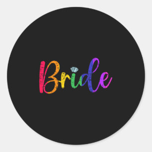 Gay Lesbisk Lgbt Bröllopsfest Bride Tee Bachelore Runt Klistermärke