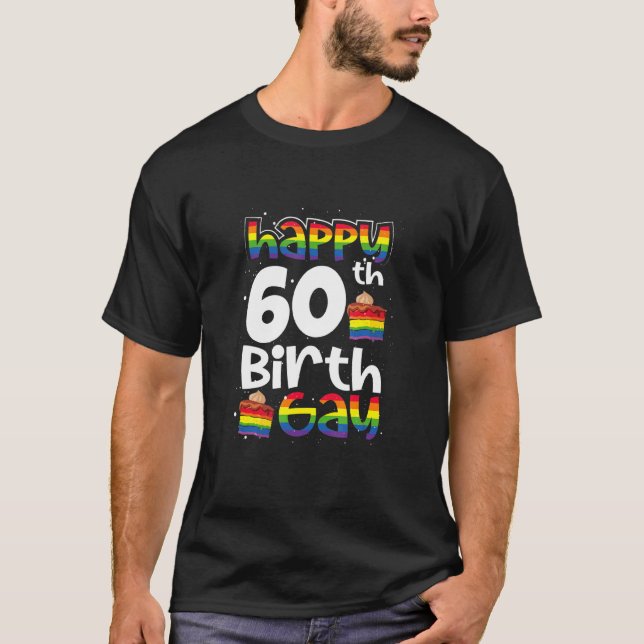 Gay Lesbisk Pride Rainbow Flagga Lgbtq 60 födelsed T Shirt (Framsida)