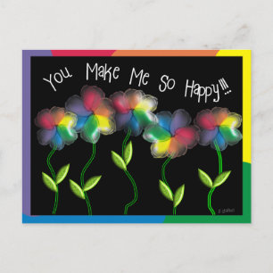 Gay Lesbisk Rainbow Flowers Vykort