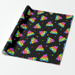 Gay lesbisk rainbow poop emoji som omsluter pappra presentpapper