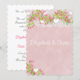Gay Lesbisk Rosa & White FlowersBröllopsinbjudan Inbjudningar