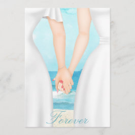 Gay Lesbisk Two Brides on Beach Call Inbjudningar