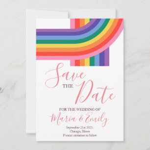 Gay LGBT Pride Rainbow Bröllop Spara Datumet