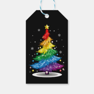 Gay LGBT Pride Rainbow Julgran God jul Presentetikett