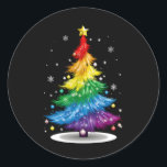 Gay LGBT Pride Rainbow Julgran God jul Runt Klistermärke<br><div class="desc">Gay LGBT Pride Rainbow Julgran God jul</div>