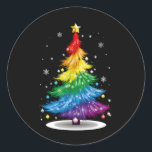 Gay LGBT Pride Rainbow Julgran God jul Runt Klistermärke<br><div class="desc">Gay LGBT Pride Rainbow Julgran God jul</div>