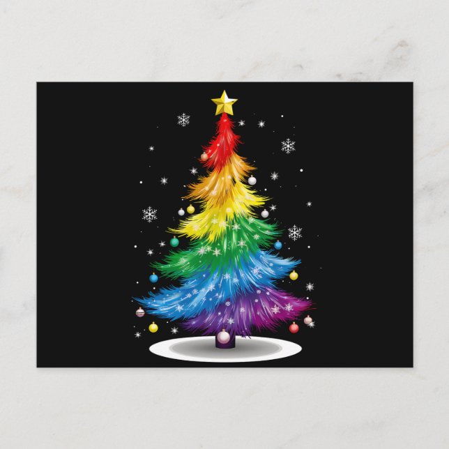 Gay LGBT Pride Rainbow Julgran God jul Vykort (Framsida)