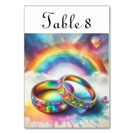Gay LGBTQ Bröllop Rainbow Ringar Bordsnummer