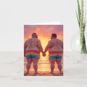 gay lgbtq dag på stranden kärlek är kärlek regnbåg tack kort