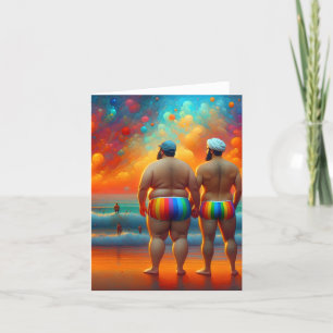 gay lgbtq en dag på stranden kärlek är kärlek tack kort