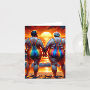 gay lgbtq en dag på stranden kärlek är kärlek tack kort
