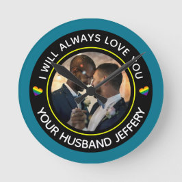 Gay LGBTQ Photo Bröllop par Personalize Rund Klocka