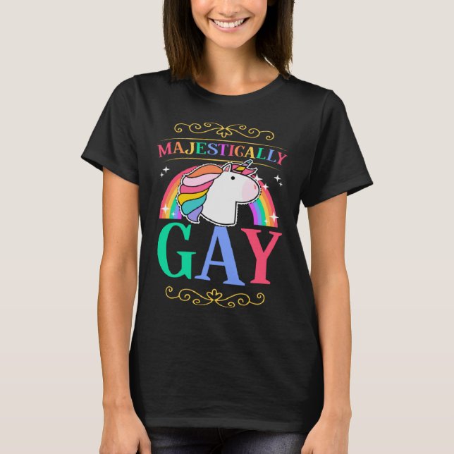 Gay LGBTQ-Pridet Flagga Unicorn Magic Qu T Shirt (Framsida)