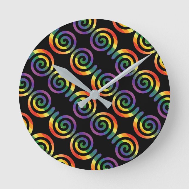 Gay LGBTQ Rainbow Pride Rand Circular Mönster Rund Klocka (Framsida)