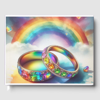 Gay Lgbtq, Rainbow Ringar Bröllop Guestbook Gästböcker