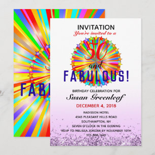Gay LGBTQ: Valfri ålder Fabulous Rainbow Birthday  Inbjudningar