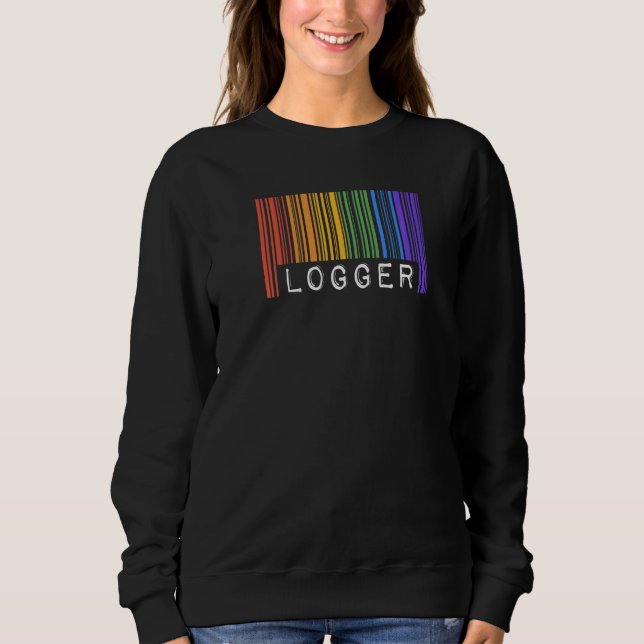 Gay Logger Pride Flag Barcode Queer Rainbow LGBTQ  T Shirt (Framsida)
