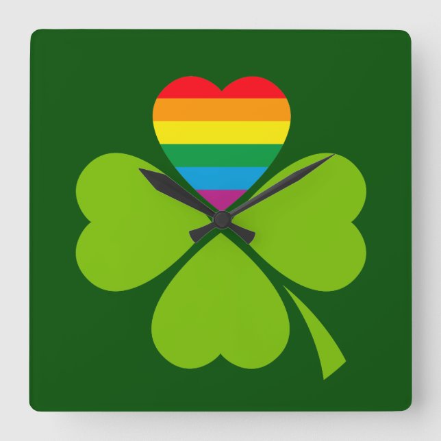 Gay Lucky Klöver Fyrkantig Klocka (Framsida)