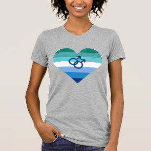 Gay Male Azure MLM Heart T Shirt