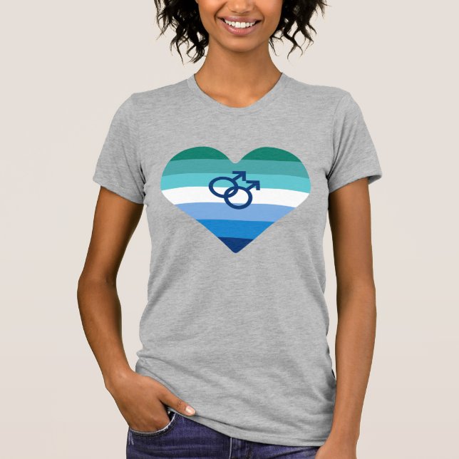 Gay Male Azure MLM Heart T Shirt (Framsida)