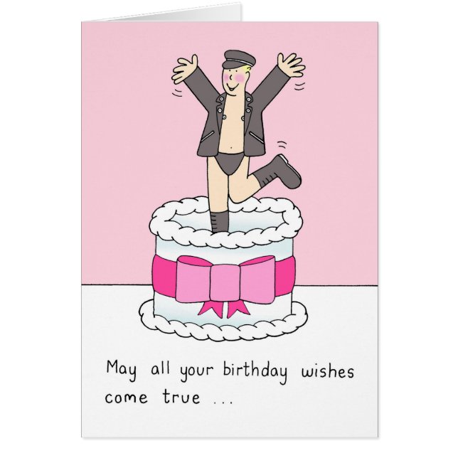 Gay Male Birthday Tecknad Humor Hälsningskort (Framsidan)