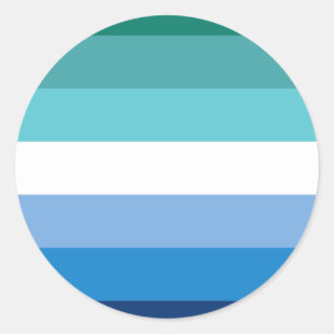 Gay Male Pride Flagga (Azure) Runt Klistermärke