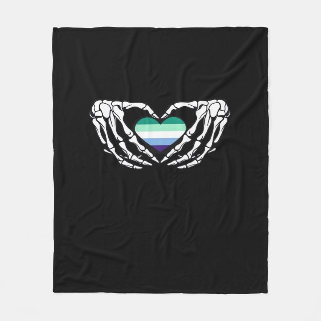 Gay Male Pride Skeleton Halloween Mlm Goth Heart C Fleecefilt (Framsidan)