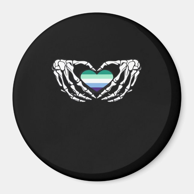 Gay Male Pride Skeleton Halloween Mlm Goth Heart C Magnet (Framsidan)