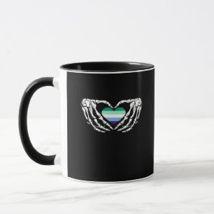 Gay Male Pride Skeleton Halloween Mlm Goth Heart C Mugg